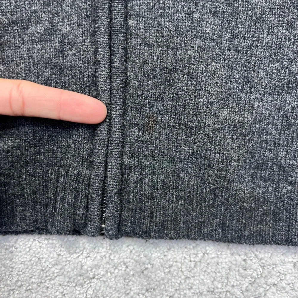 VINTAGE‎ 90s Old Navy Sweater Womens L Dark Grey 100% Lambswool Zip Up Cardigan